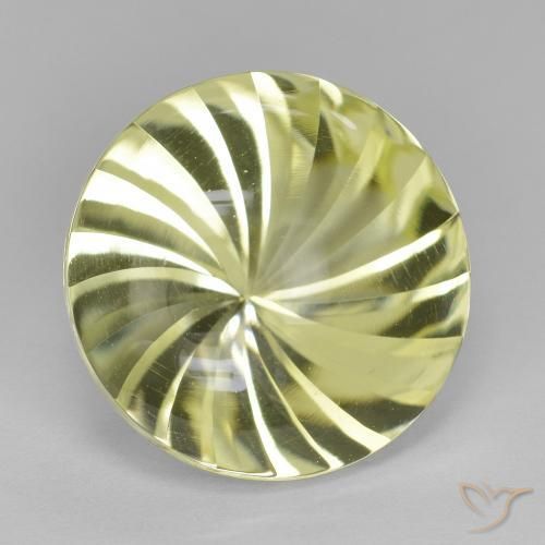 Cuarzo Amarillo claro natural de 12.60 ct, Redondo, Transparente