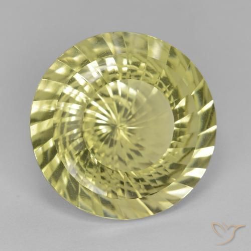 Cuarzo Amarillo medio natural de 11.38 ct, Redondo, VVS-VS