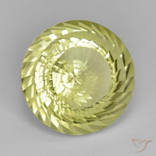 Cuarzo Amarillo limón natural de 11.77 ct, Redondo, VVS-VS