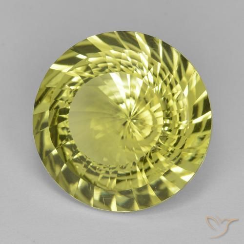 Cuarzo Amarillo medio natural de 11.79 ct, Redondo, VVS-VS