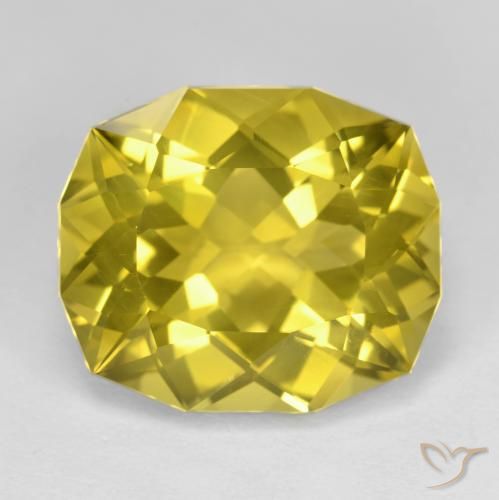Cuarzo amarillo natural de 16,31 ct, corte cojín, VVS-VS