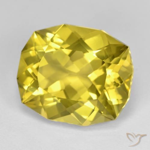 Cuarzo amarillo natural de 16,31 ct, corte cojín, VVS-VS