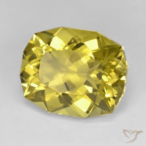Cuarzo Amarillo medio natural de 11.42 ct, Forma Cojín, VVS-VS