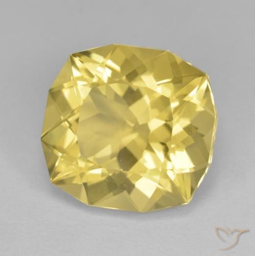 Cuarzo Amarillo-dorado claro natural de 8.35 ct, Forma Cojín, VS