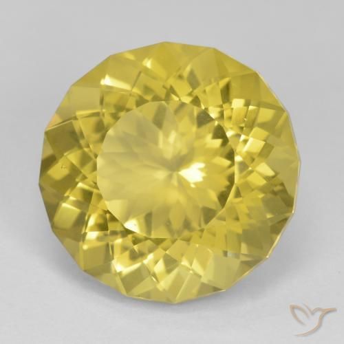 Cuarzo Amarillo claro medio natural de 17.24 ct, Redondo, VS