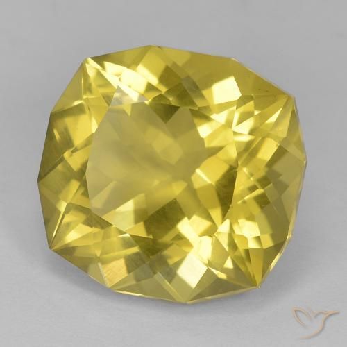 Cuarzo Amarillo medio natural de 15.14 ct, Forma Cojín, VS