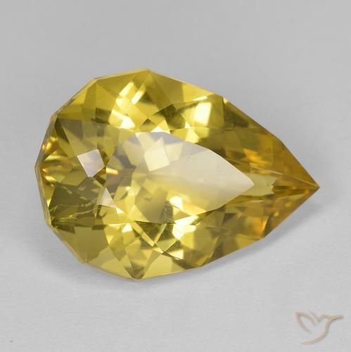 Cuarzo Dorado amarillento natural de 10.59 ct, En forma de pera, VS