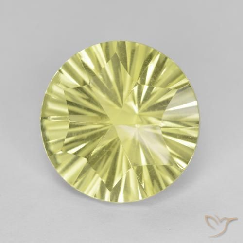 Cuarzo Amarillo medio natural de 5.20 ct, Redondo, VVS-VS