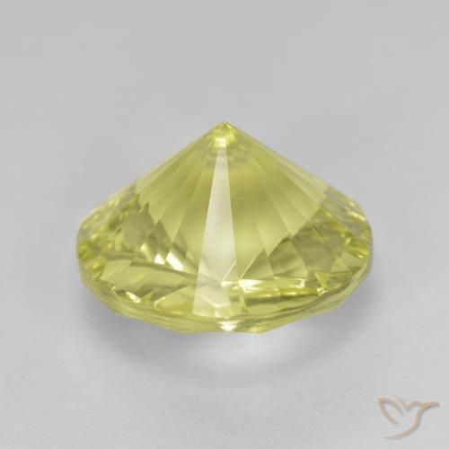 Cuarzo Amarillo medio natural de 5.20 ct, Redondo, VVS-VS