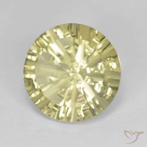 Cuarzo Amarillo crema pálido natural de 5.47 ct, Redondo, VVS
