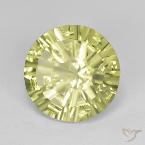 Cuarzo Amarillo limón natural de 5.35 ct, Redondo, VVS