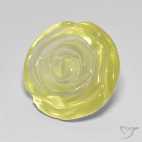 Cuarzo Amarillo medio natural de 12.99 ct, Corte Flor, Transparente