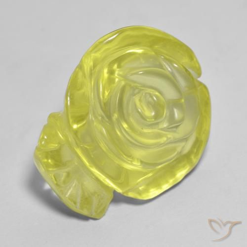Cuarzo Amarillo medio natural de 19.44 ct, Corte Flor, Transparente