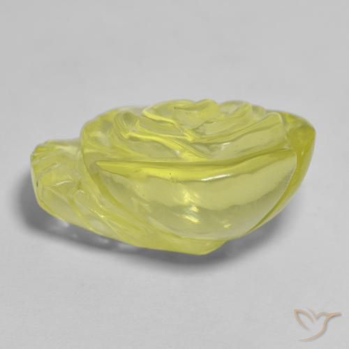 Cuarzo Amarillo medio natural de 19.44 ct, Corte Flor, Transparente