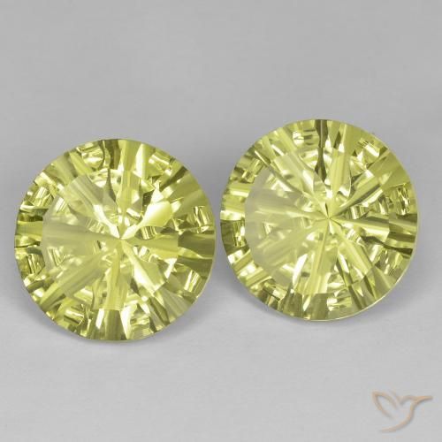 Gemas de Cuarzo Amarillo verdoso natural de 10.60 ct, Redondo, VVS