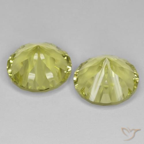 Gemas de Cuarzo Amarillo verdoso natural de 10.60 ct, Redondo, VVS