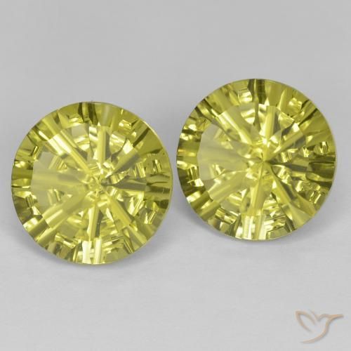 Gemas de Cuarzo Amarillo medio natural de 11.12 ct, Redondo, VVS