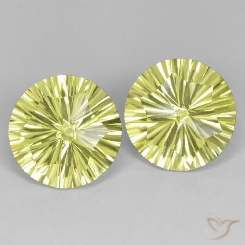 Gemas de Cuarzo Amarillo verdoso natural de 10.02 ct, Redondo, VVS-VS