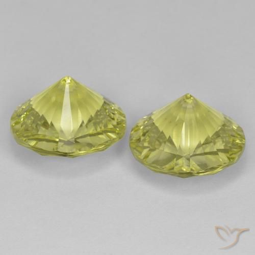 Gemas de Cuarzo Amarillo verdoso natural de 10.02 ct, Redondo, VVS-VS