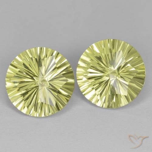 Gemas de Cuarzo Amarillo verdoso natural de 9.99 ct, Redondo, VVS-VS