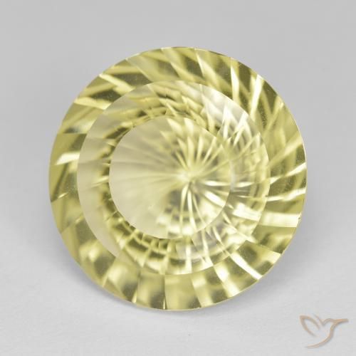 Cuarzo Amarillo piña claro natural de 11.52 ct, Redondo, VVS-VS