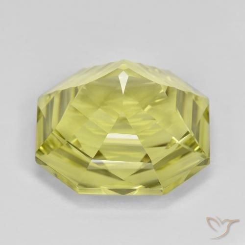 Cuarzo Amarillo medio natural de 13.26 ct, Corte Octágono / Esmeralda, VVS