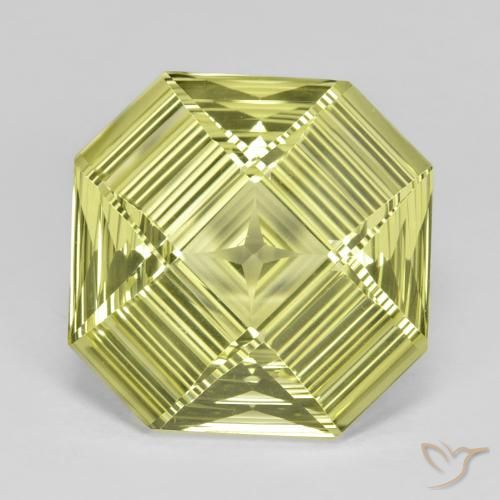 12.31ct Natural Amarillo verdoso Cuarzo, corte esmeralda, VVS