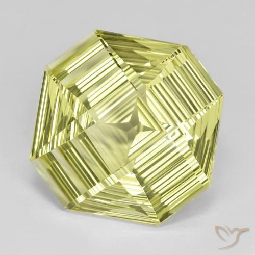 Cuarzo Amarillo verdoso natural de 12.31 ct, Corte Octágono / Esmeralda, VVS