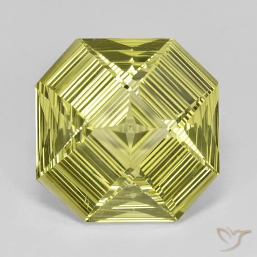 13.31ct Natural Amarillo verdoso Cuarzo, corte esmeralda, VVS