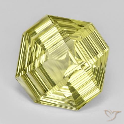 Cuarzo Amarillo verdoso natural de 13.31 ct, Corte Octágono / Esmeralda, VVS
