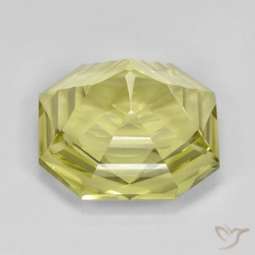 Cuarzo Amarillo verdoso natural de 13.31 ct, Corte Octágono / Esmeralda, VVS
