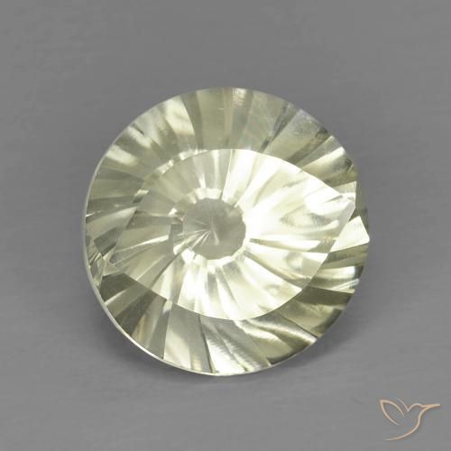 Cuarzo Amarillo verdoso claro natural de 5.61 ct, Redondo, VVS