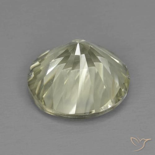 Cuarzo Amarillo verdoso claro natural de 5.61 ct, Redondo, VVS