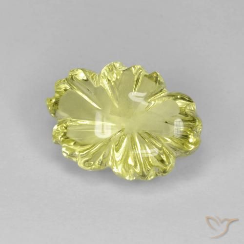 6.38ct Natural Amarillo limón Cuarzo, Corte Flor, Transparente