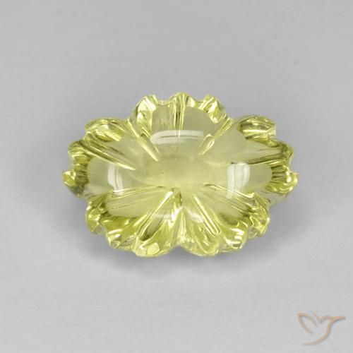 Cuarzo Amarillo limón natural de 6.38 ct, Corte Flor, Transparente