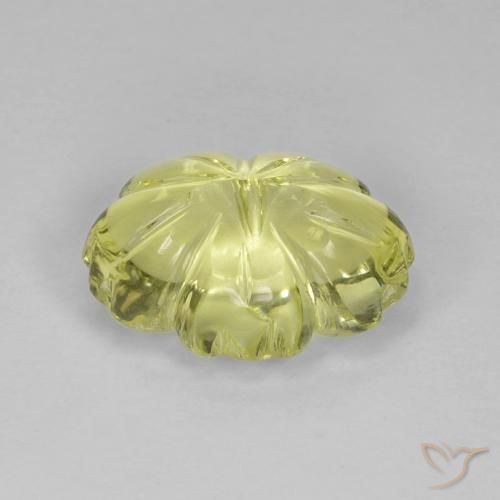 Cuarzo Amarillo limón natural de 6.38 ct, Corte Flor, Transparente