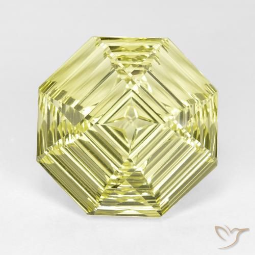 14.36ct Natural Amarillo verdoso Cuarzo, corte esmeralda, VVS