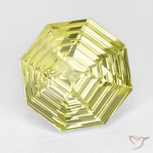 Cuarzo Amarillo medio natural de 14.06 ct, Corte Octágono / Esmeralda, VVS