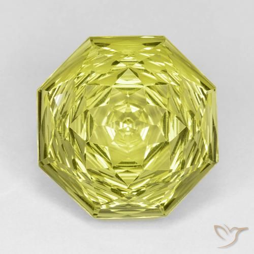 Cuarzo Amarillo limón natural de 13.29 ct, Corte Octágono / Esmeralda, VVS