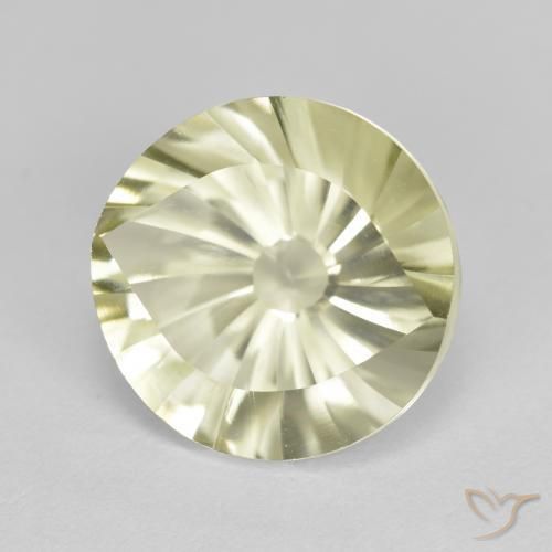Cuarzo Amarillo verdoso claro natural de 5.53 ct, Redondo, VVS