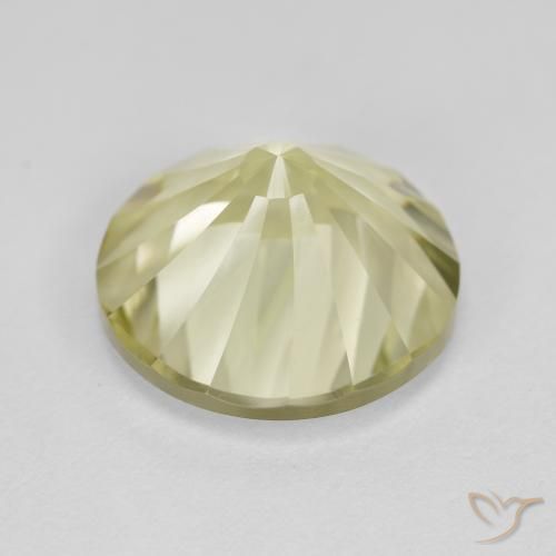 Cuarzo Amarillo verdoso claro natural de 5.53 ct, Redondo, VVS