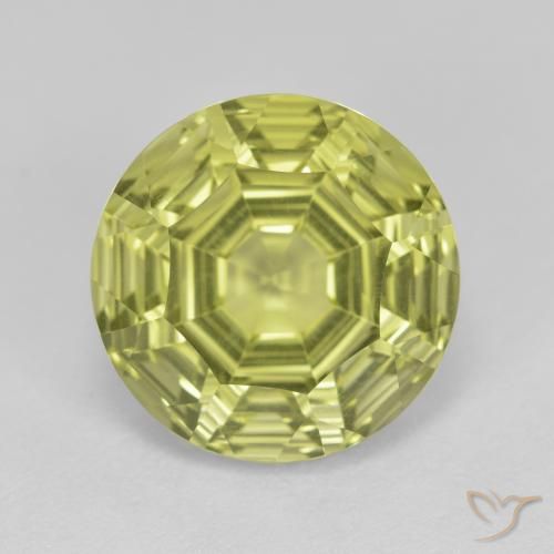 6.09ct Natural Verde amarillo Cuarzo, Redondo, VVS