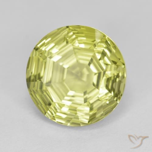 Cuarzo Verde amarillo natural de 6.09 ct, Redondo, VVS