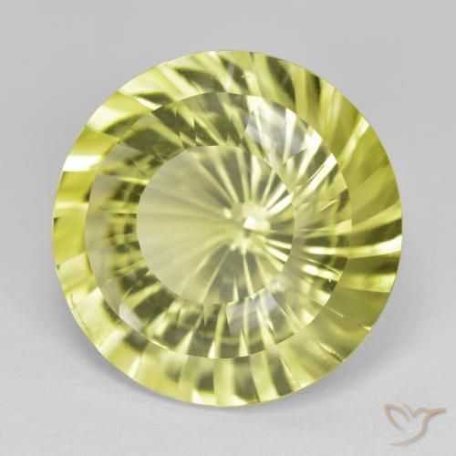Cuarzo Amarillo limón natural de 16.42 ct, Redondo, VVS