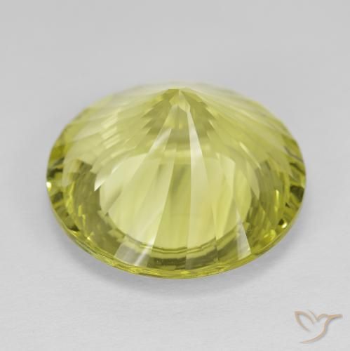Cuarzo Amarillo limón natural de 16.42 ct, Redondo, VVS