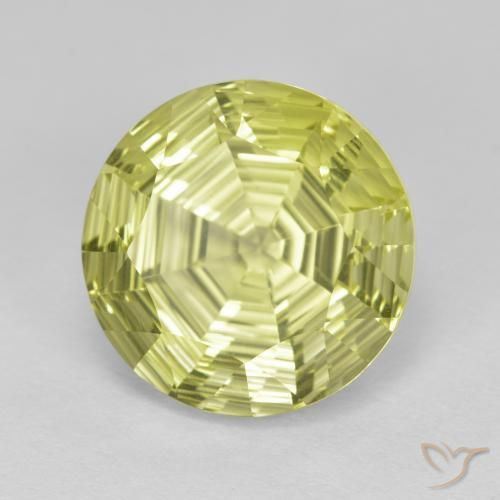 Cuarzo Amarillo limón natural de 6.23 ct, Redondo, VVS