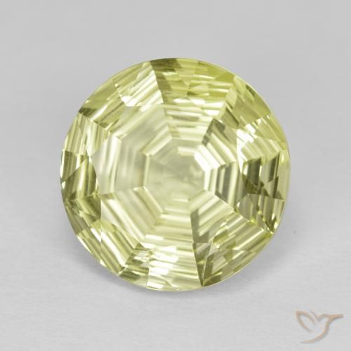 Cuarzo Amarillo medio natural de 5.64 ct, Redondo, VVS