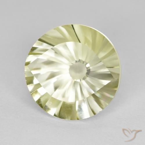 Cuarzo Gris-amarillo medio natural de 5.26 ct, Redondo, VVS