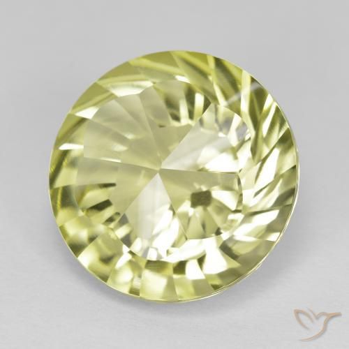 Cuarzo Amarillo verdoso natural de 9.88 ct, Redondo, VVS