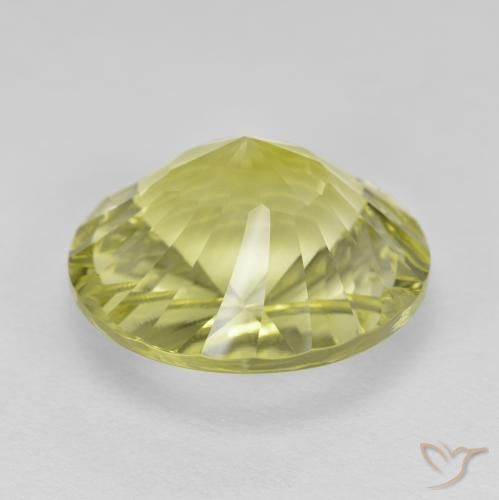 Cuarzo Amarillo verdoso natural de 9.88 ct, Redondo, VVS